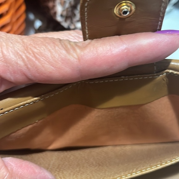 Vintage Fendi Regimental Stripe Leather Trim Continental Clutch Wallet Tan Black - Picture 11 of 12